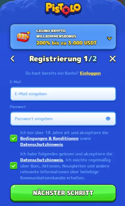 Pistolo Casino Kontoeröffnung